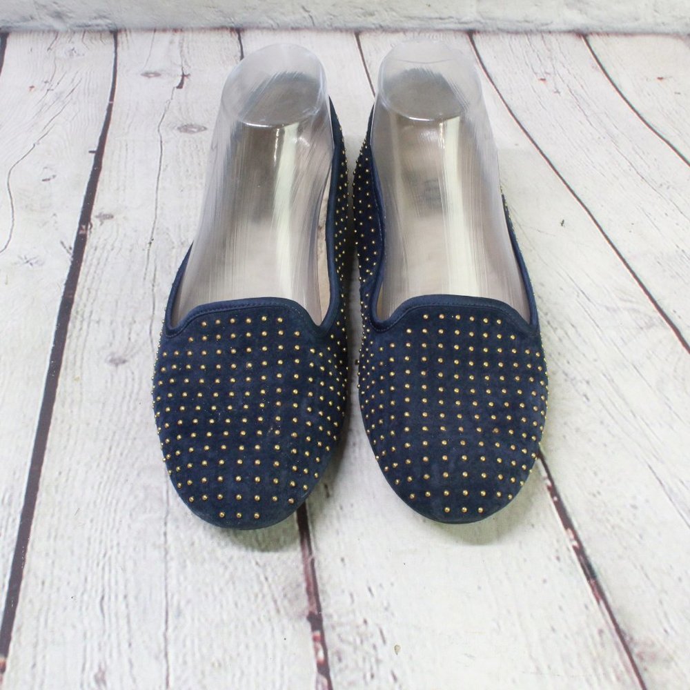 UGG Alloway Blue Suede Studded Sheepskin Lined Ballet Flats Shoes US 7.5 - Picture 5 of 9